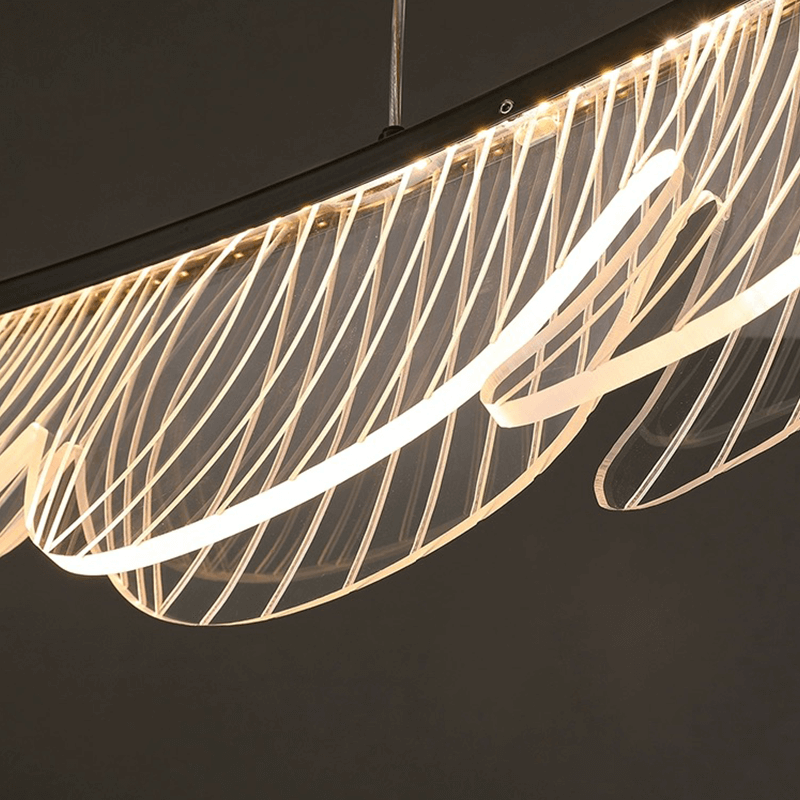 Close-up of the unique design of the bronze chandelier.