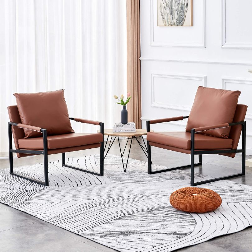 Modern couch setup featuring the stylish PU leather chair, enhancing the living room aesthetic.