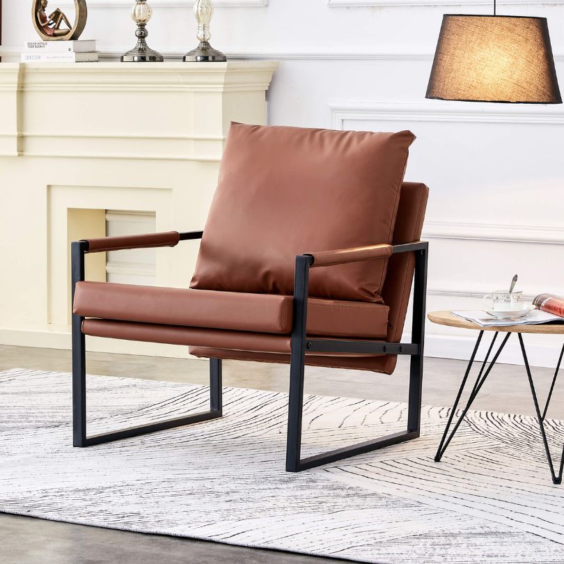 Modern couch setup featuring the stylish PU leather chair, enhancing the living room aesthetic.