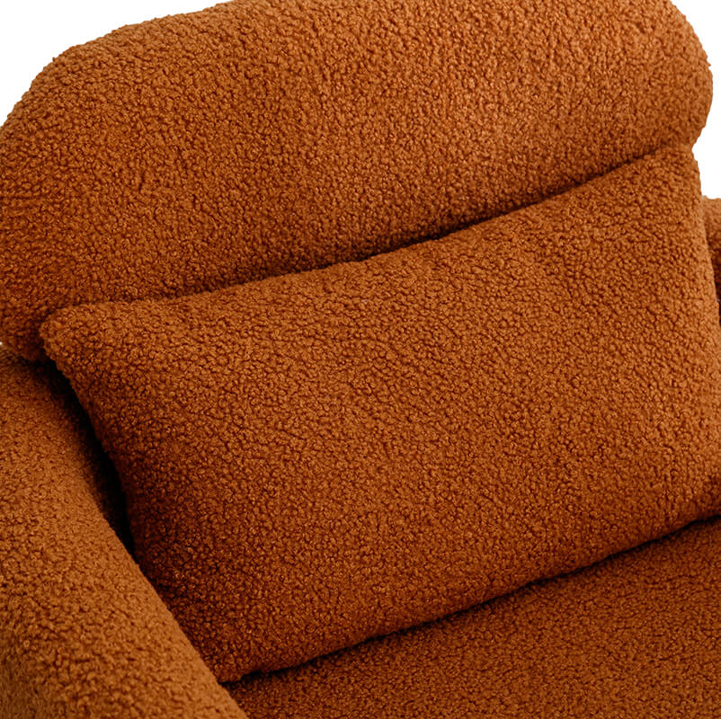 Elegant boucle chair showcasing its plush cushion and modern design.