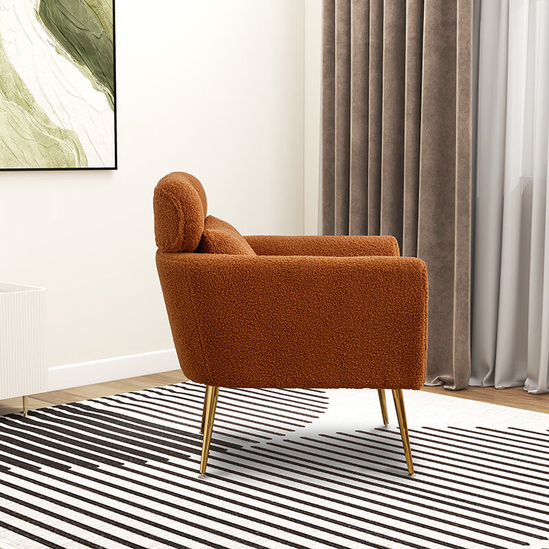 Elegant boucle chair showcasing its plush cushion and modern design.