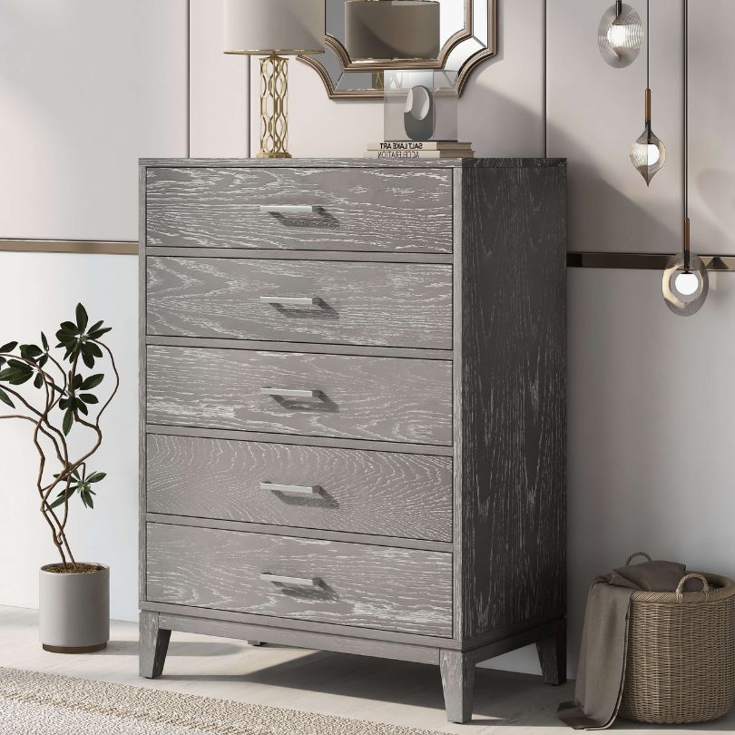 Angle view of the storage chest in a minimalist bedroom setup with soft lighting