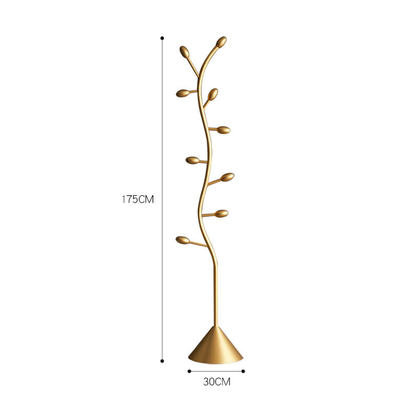 Gold Spiral Abstract Coat Rack showcasing its elegant design and functionality in a stylish entryway.