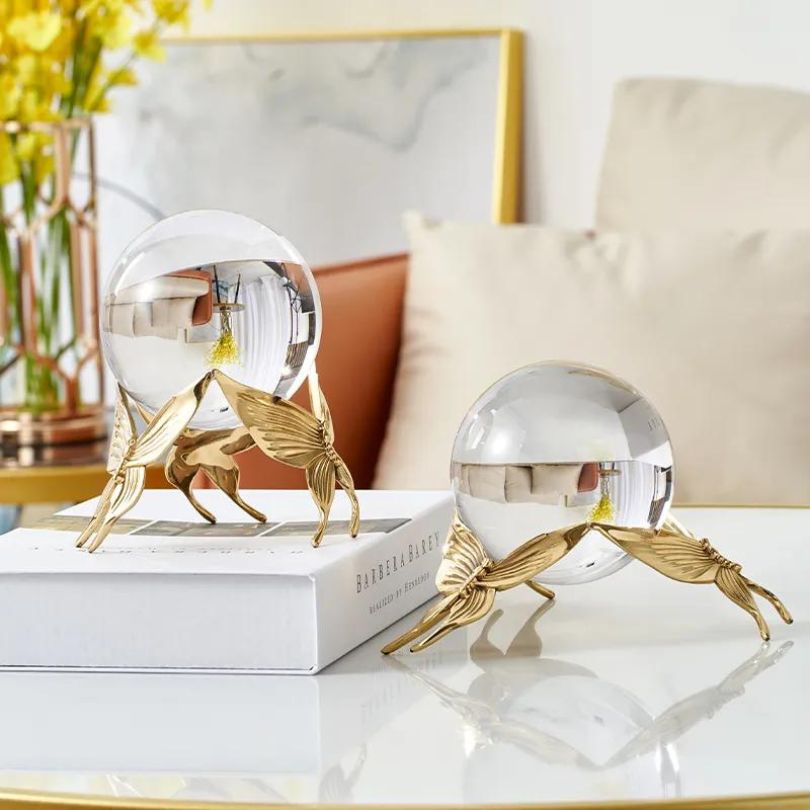 Close-up view of Elegant Modern Crystal Ball Ornaments displaying their intricate design and sparkle.