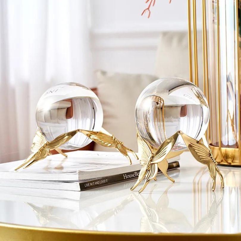 Close-up view of Elegant Modern Crystal Ball Ornaments displaying their intricate design and sparkle.