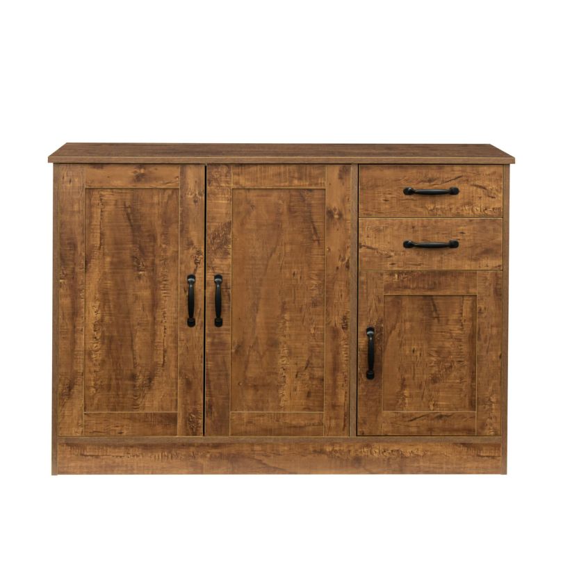Close-up of the entryway storage cabinet with drawers, emphasizing quality materials and sleek lines.