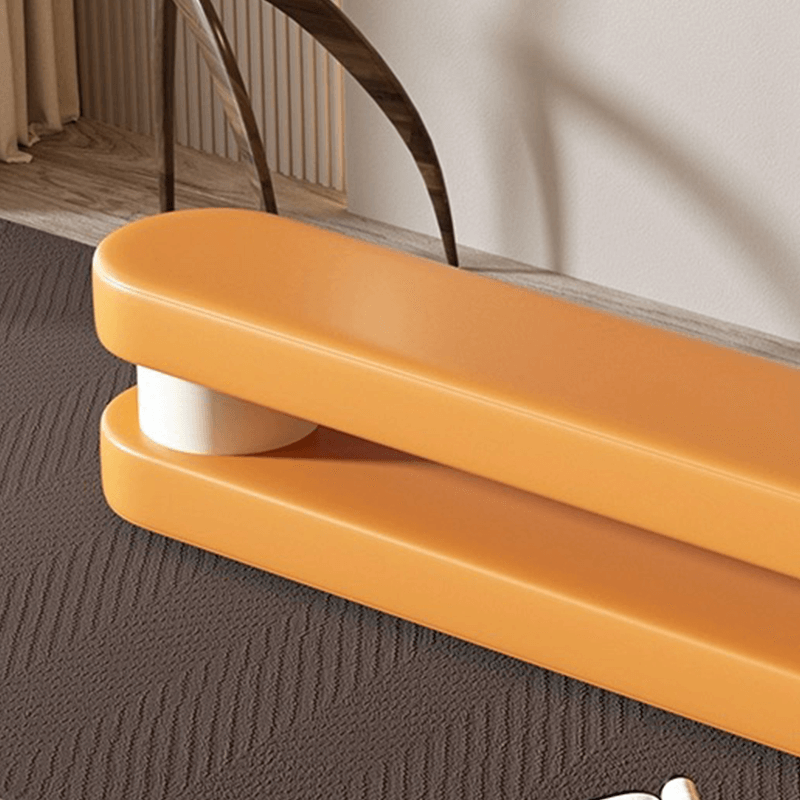 Elegant upholstered leather loop bench displayed in various color options.