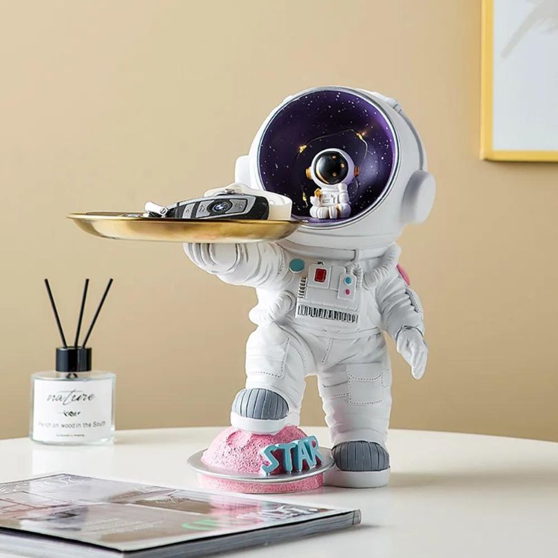Stylish astronaut storage tray in a modern decor setting, highlighting its versatility.