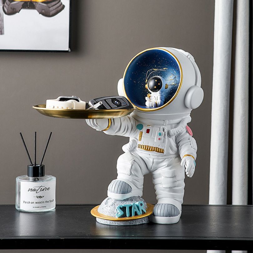 Stylish astronaut storage tray in a modern decor setting, highlighting its versatility.