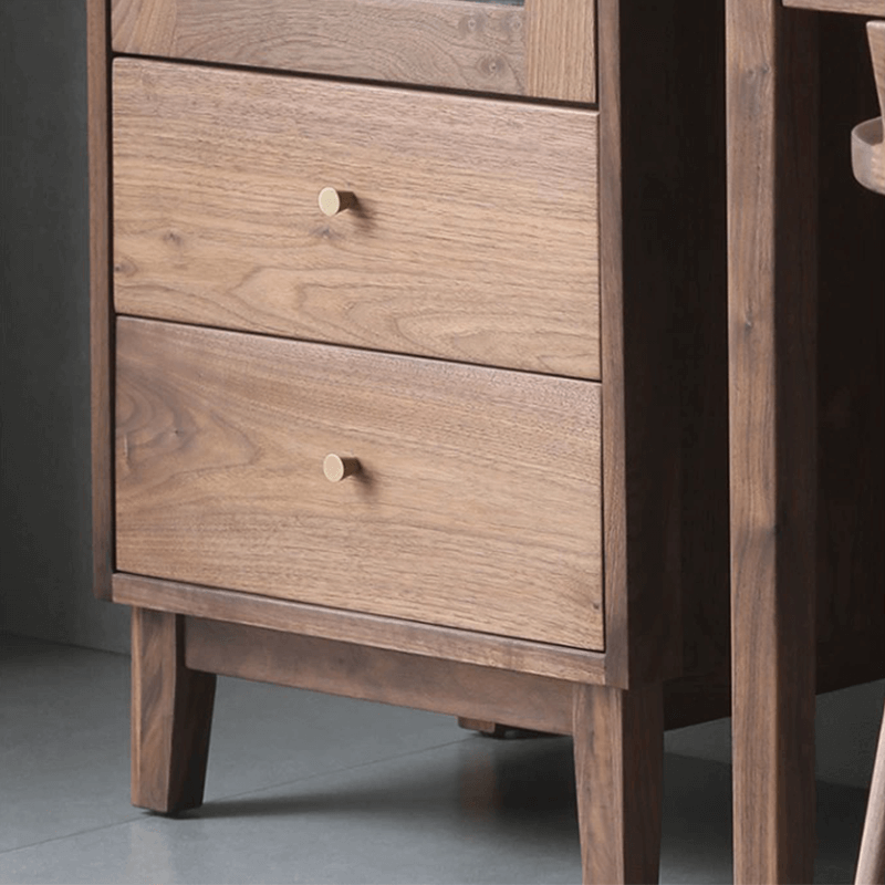 Side angle showcasing the ample storage space of the decorative cabinet.