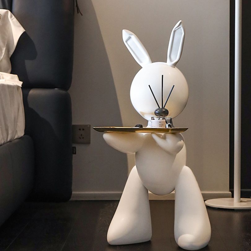 Chic Resin Rabbit Statue with Tray for Modern Decor - Image 4