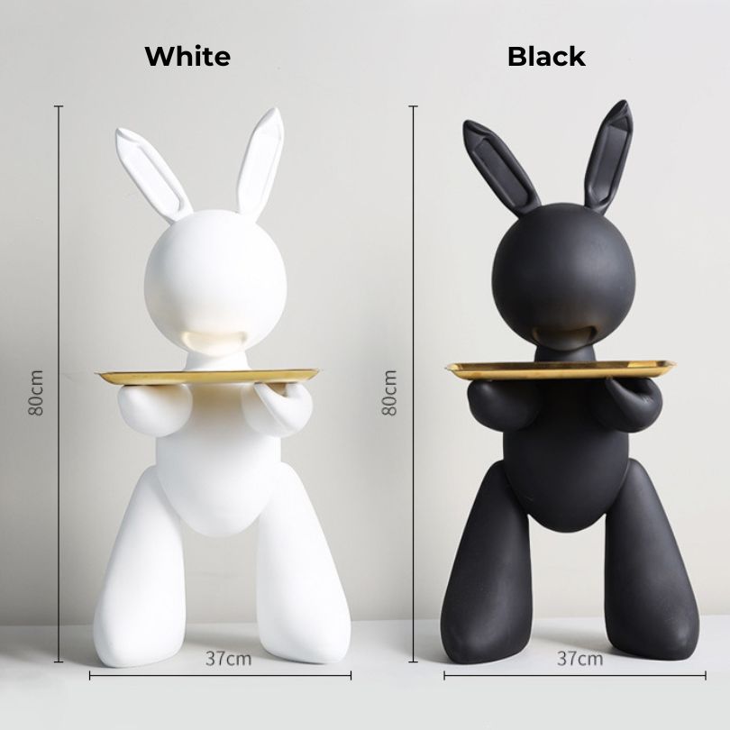 Chic Resin Rabbit Statue with Tray for Modern Decor - Image 6