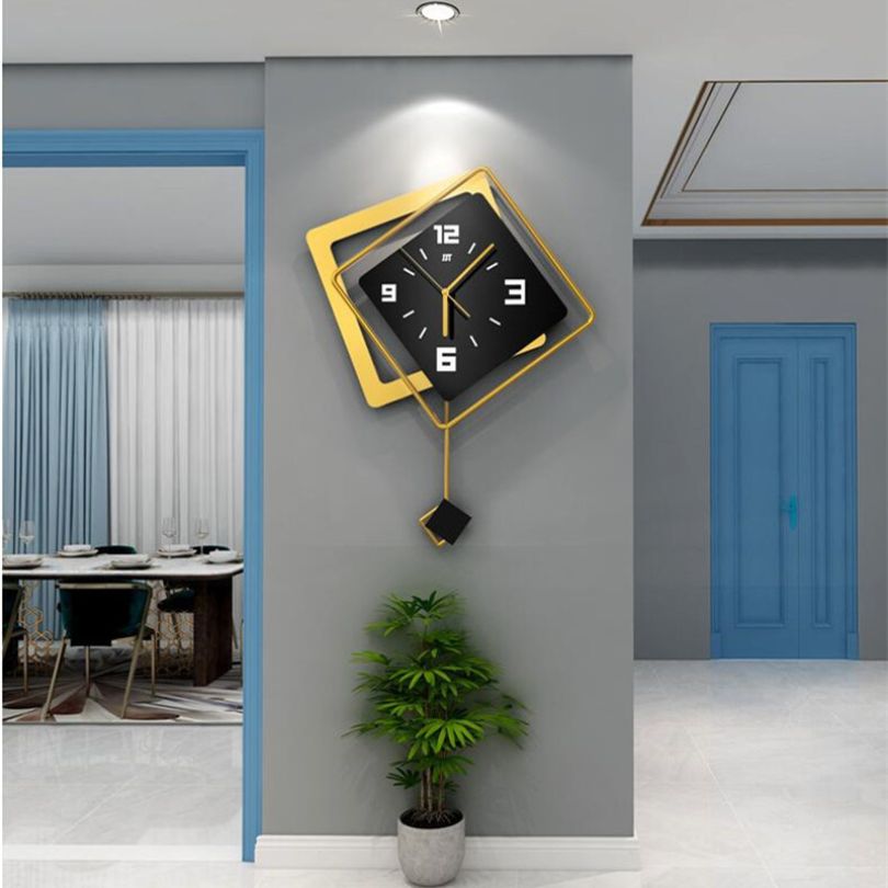 Elegant Geometric Wood Wall Clock displayed on a minimalist wall, demonstrating its visual impact.