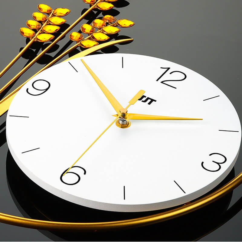 Chic Barley Horologe wall clock displayed in a living room setting