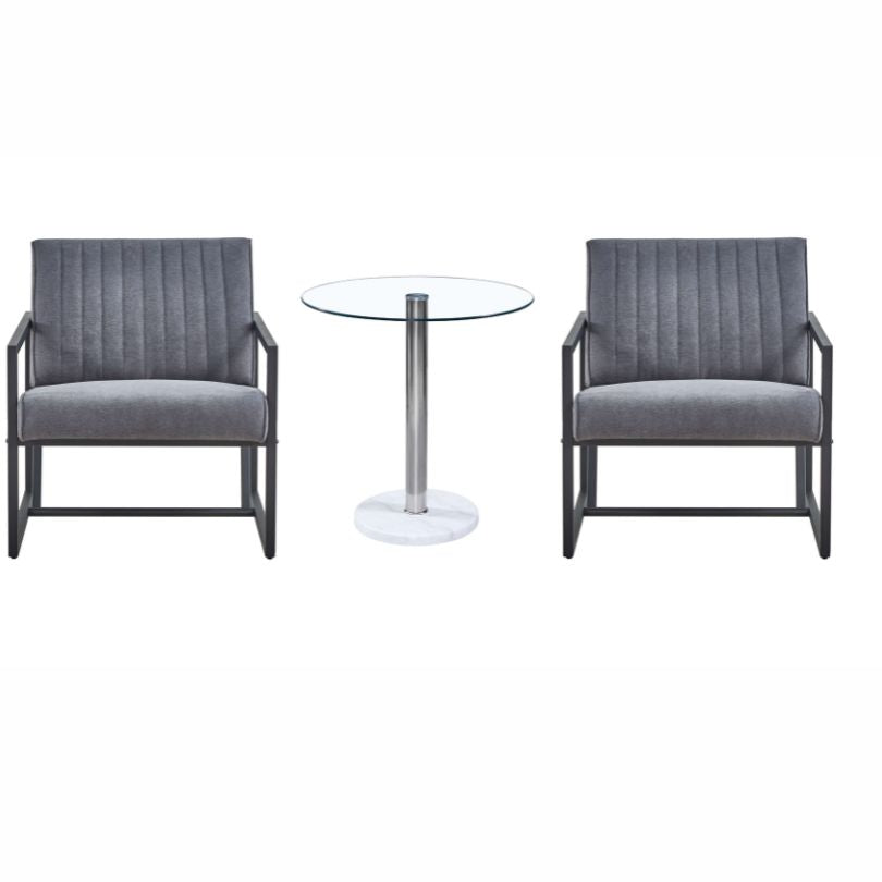 Angled view of modern armchair highlighting velvet cushion and steel legs