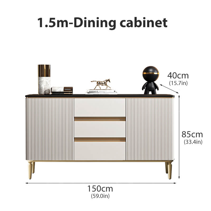 Side view of the modern hallway cabinet revealing spacious storage with doors and drawers.