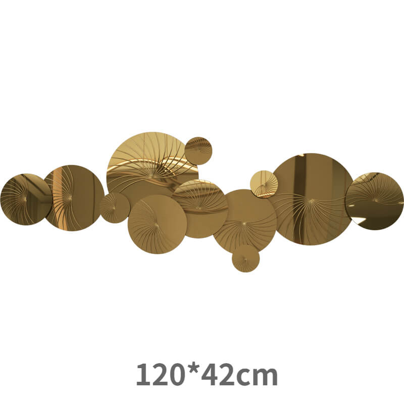 Front view of the elegant gold steel wall art showcasing its sleek design