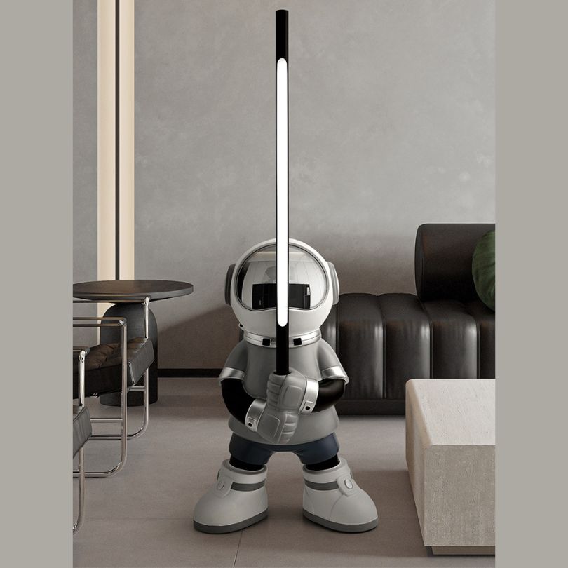 Full view of the Galactic Explorer astronaut figurine in a stylish living room setting, enhancing the decor.