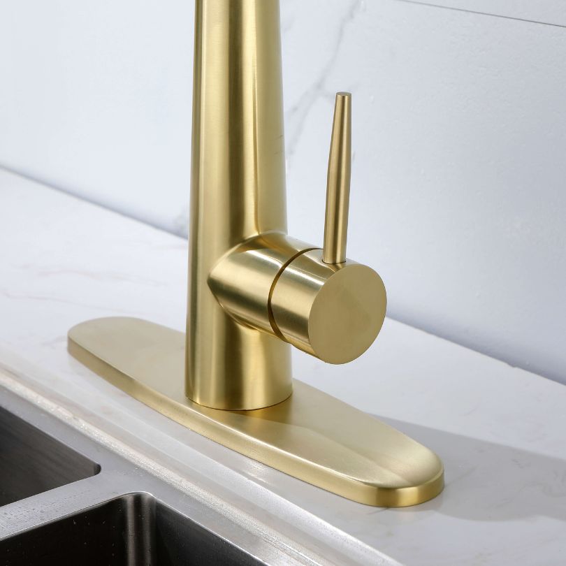 Detailed image of the faucets brushed nickel finish, highlighting its fingerprint resistance.