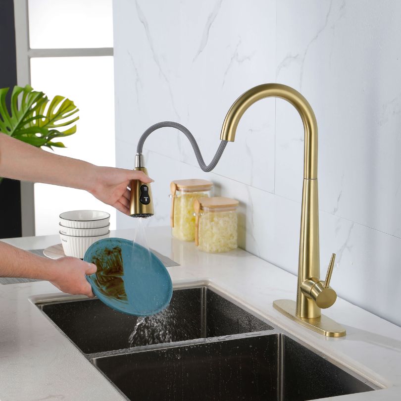 Detailed image of the faucets brushed nickel finish, highlighting its fingerprint resistance.