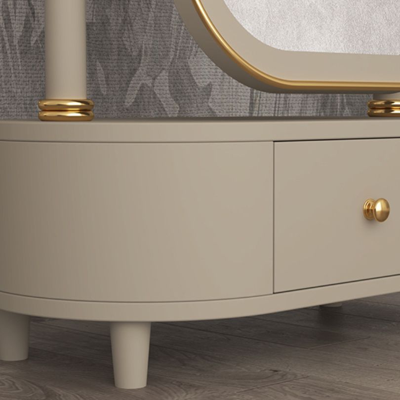 Elegant view of the full length mirror highlighting its storage features and contemporary look.