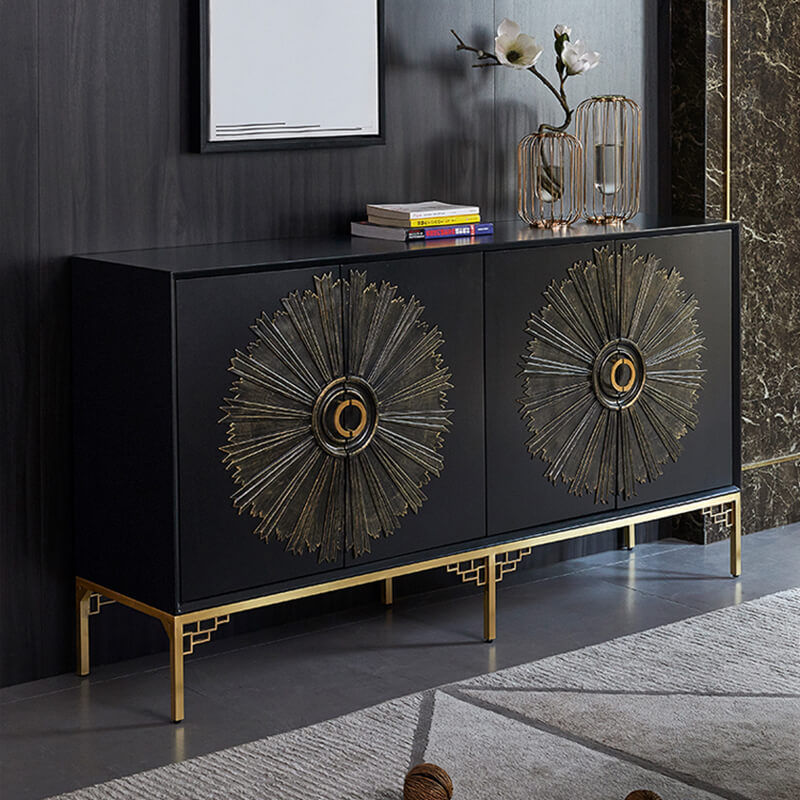 Interior view of the buffet cabinet with shelves, perfect for storage and organization.