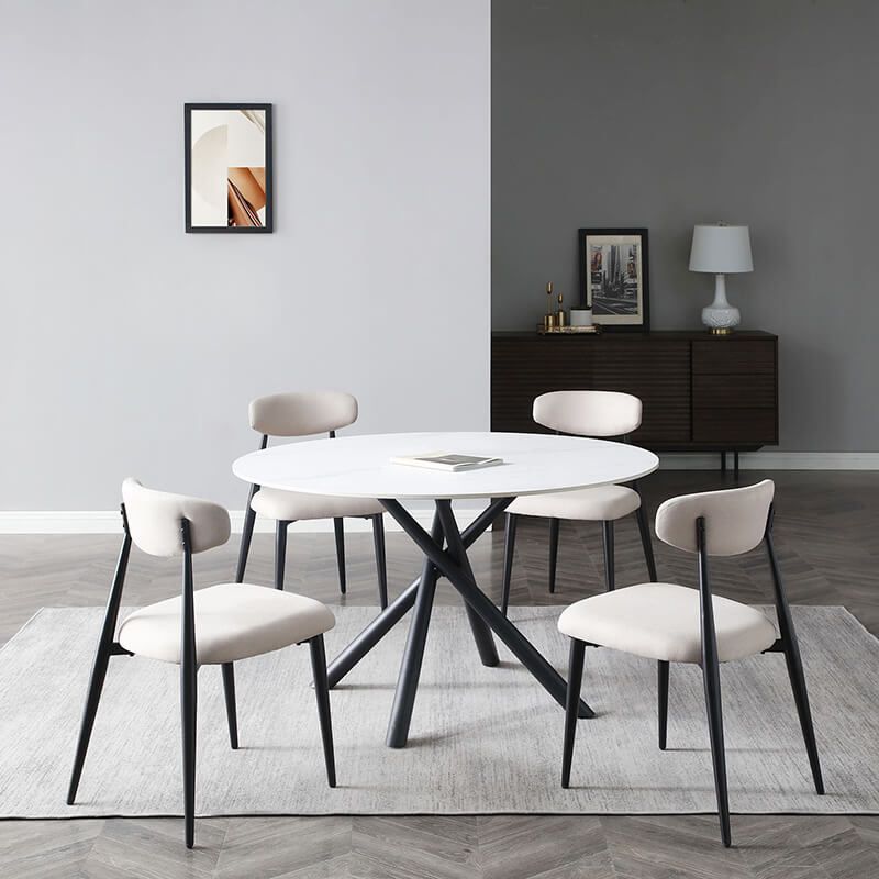 Elegant Curved Upholstered Dining Chair Set - 4 Pack - Image 3