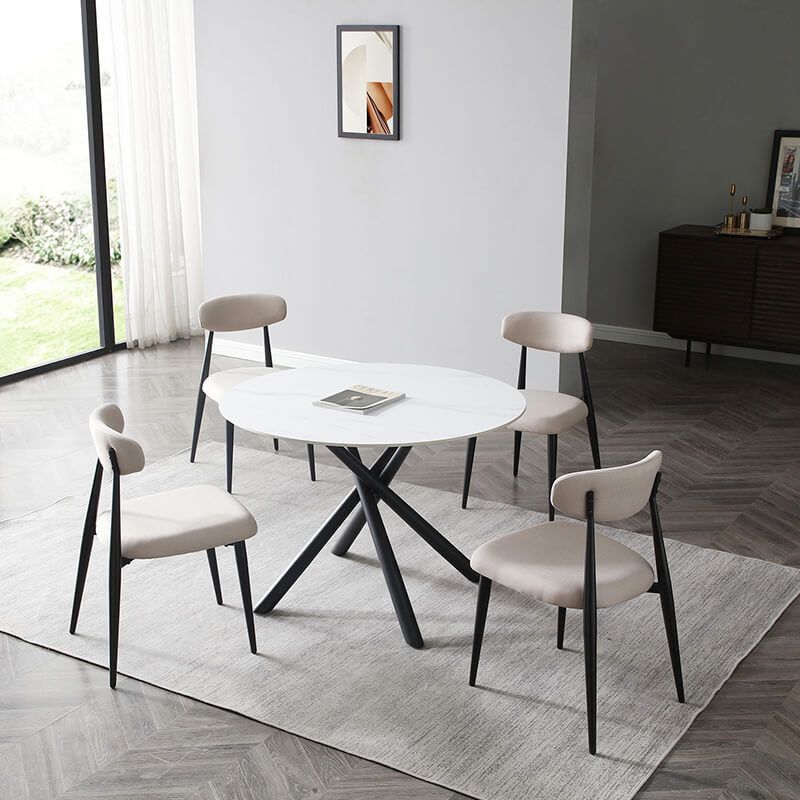 Elegant Curved Upholstered Dining Chair Set - 4 Pack - Image 4