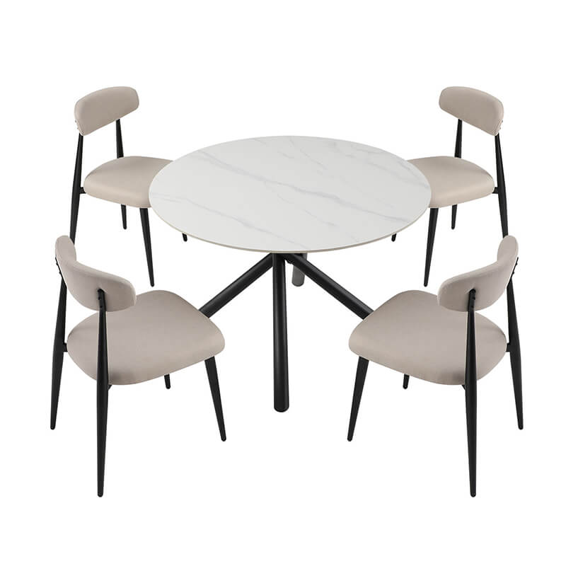 Elegant Curved Upholstered Dining Chairs – Set of 6 - Image 8