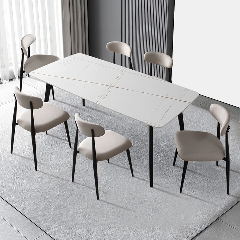Elegant Curved Upholstered Dining Chairs – Set of 6 - Image 4