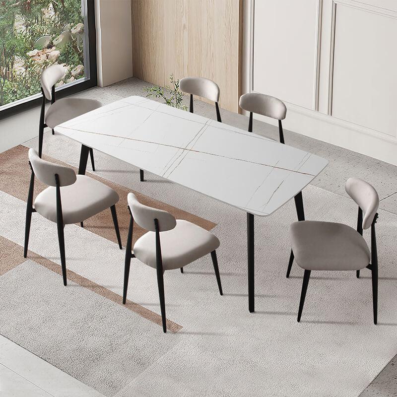 Elegant Curved Upholstered Dining Chairs – Set of 6 - Image 2
