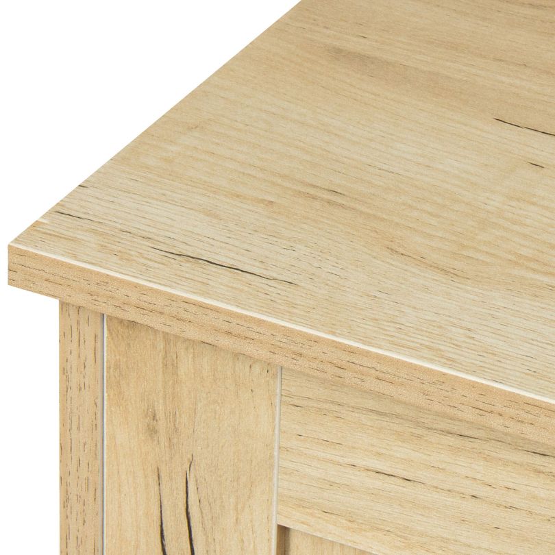 Side angle of the Modern Oak Entryway Buffet, showcasing its elegant design and durable build in a stylish entryway.