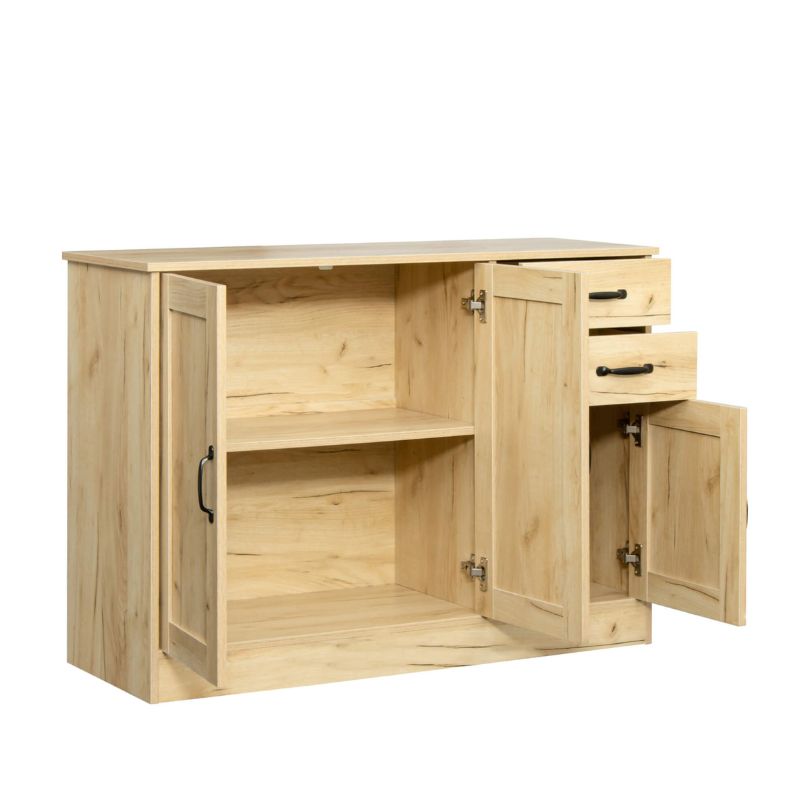 Side angle of the Modern Oak Entryway Buffet, showcasing its elegant design and durable build in a stylish entryway.