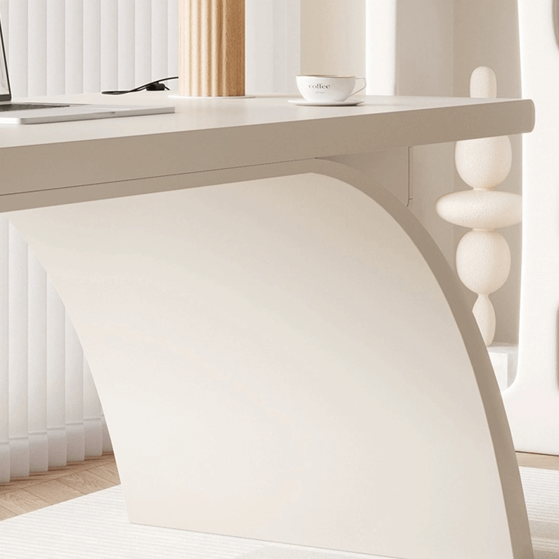 Close-up of the arc base support of the executive desk, showcasing its stylish construction.