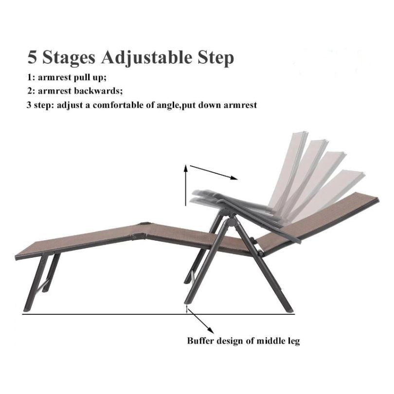 Modern outdoor lounge chair set on a deck during sunset.