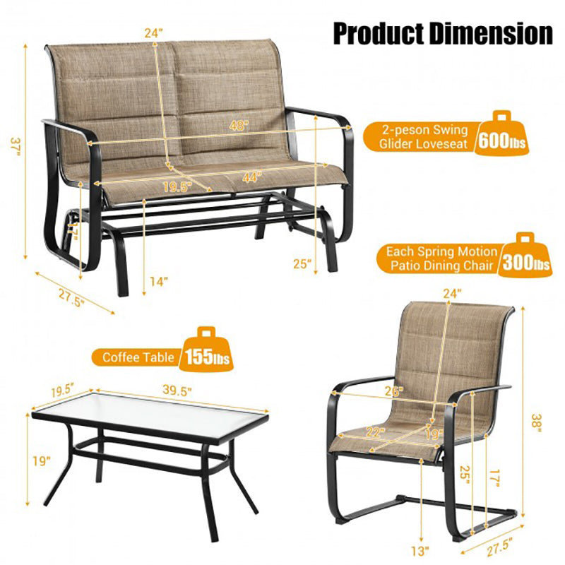 Outdoor loveseat with comfortable seating, surrounded by a beautiful garden view.