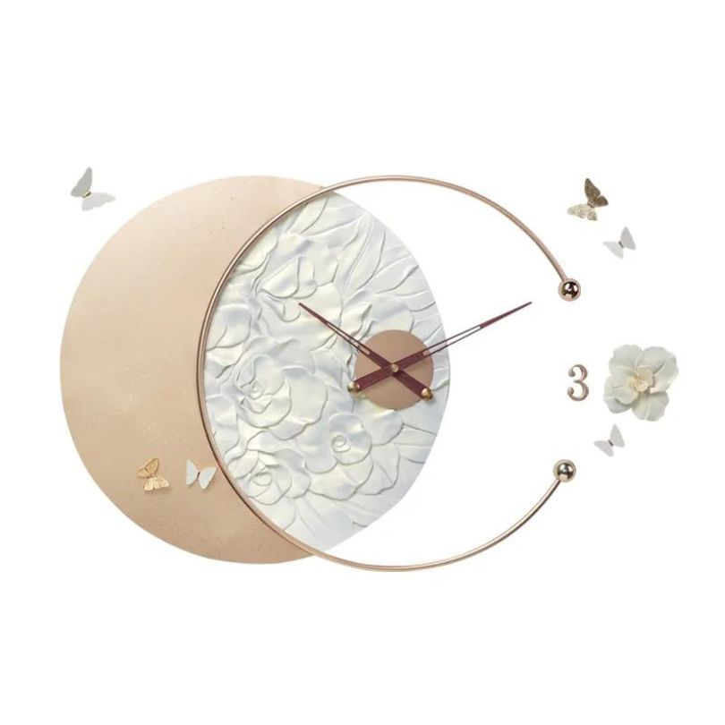 Modern wall clock with quartz movement displayed in a stylish living room setting.