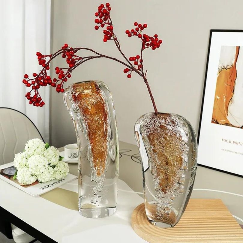 Elegant silver bubble art vase showcasing its unique texture, perfect for living room decor.