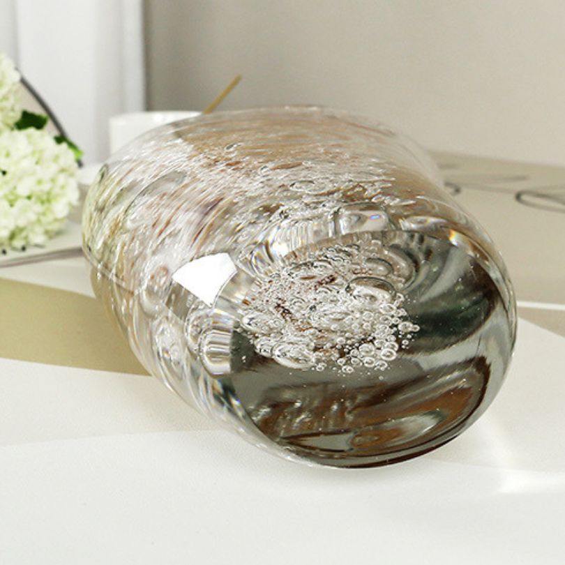 Close-up view of the modern silver bubble art vase, ideal as a centerpiece for any dining table.