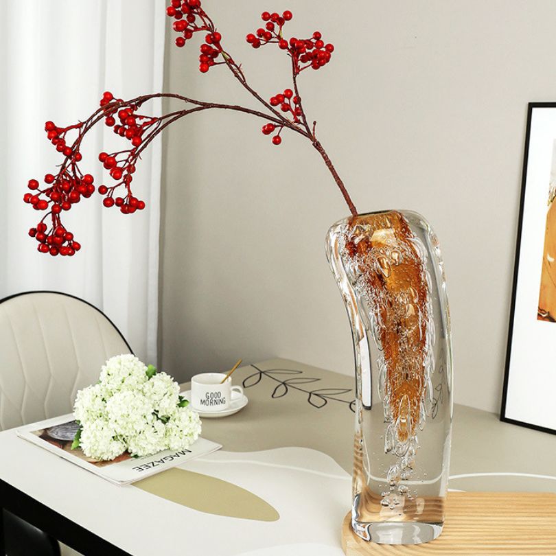Close-up view of the modern silver bubble art vase, ideal as a centerpiece for any dining table.