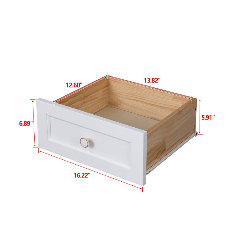 Modern antique white storage cabinet in a cozy bedroom setting, demonstrating its spacious drawers.