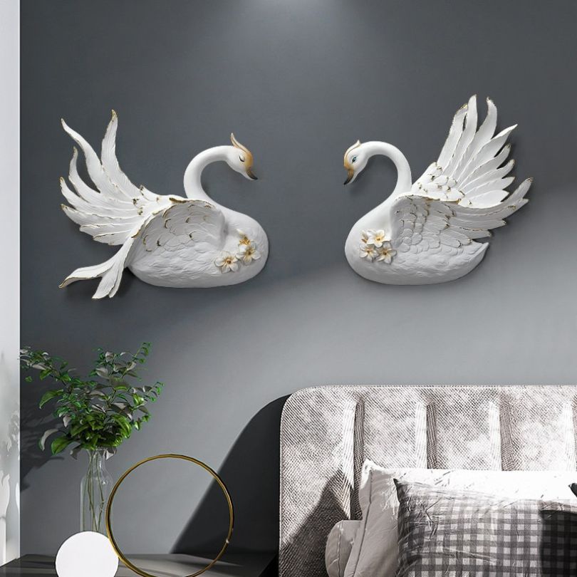Close-up of the modern swan lotus figurine displaying exquisite details.