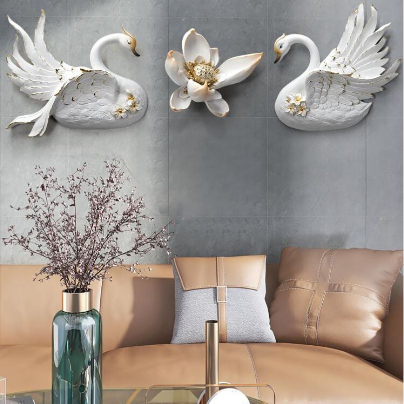Close-up of the modern swan lotus figurine displaying exquisite details.