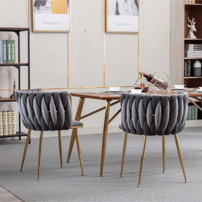Dining setup featuring the luxurious velvet chair with a beautifully set table.