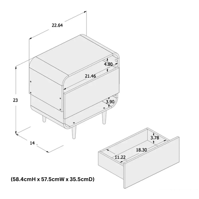 Functional white bedside table with storage, perfect for keeping essentials within reach.