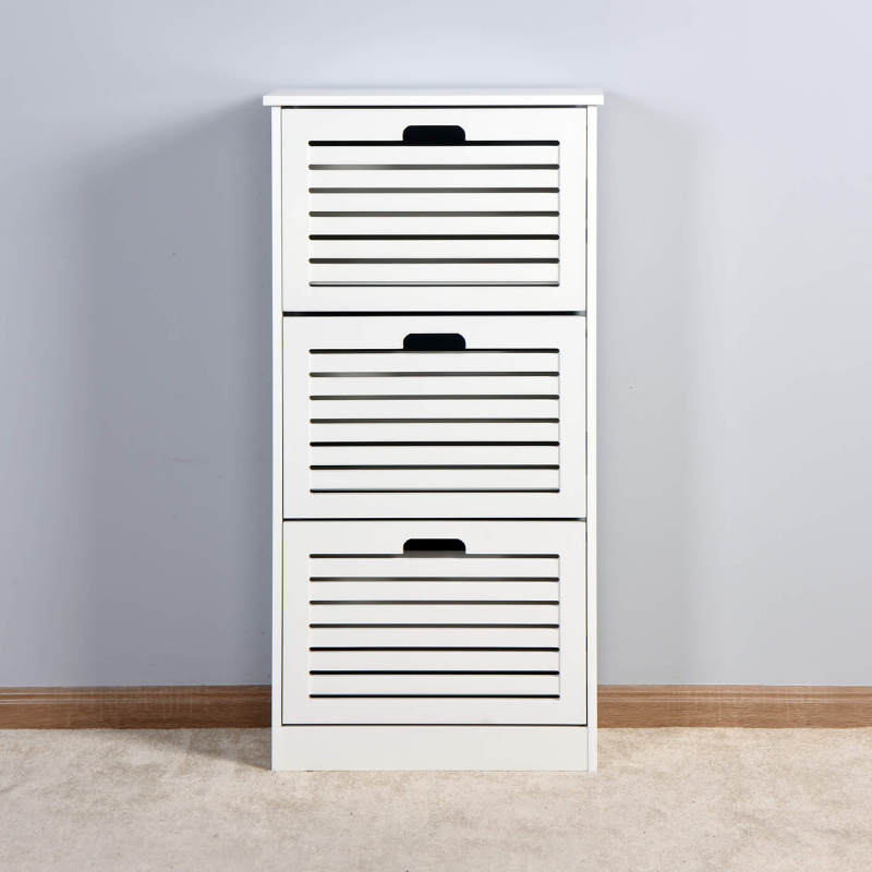 Sophisticated White Shoe Cabinet with 3 Flip Doors - Image 3
