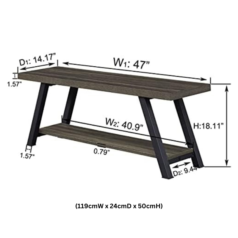 SlateLine storage bench placed in a modern entryway with shoes stored underneath