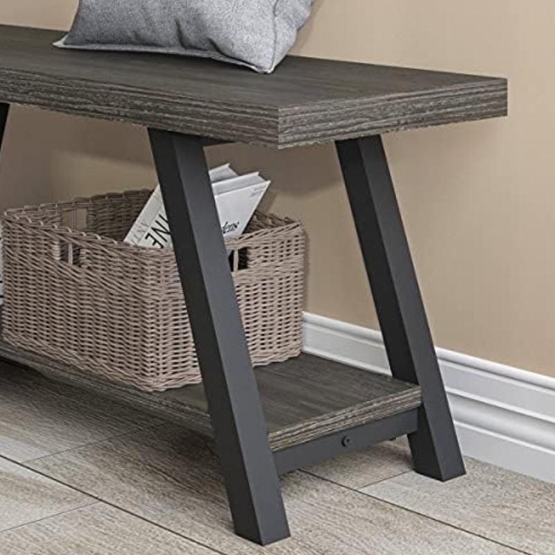 SlateLine storage bench placed in a modern entryway with shoes stored underneath