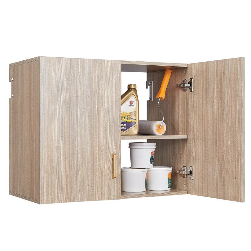 Elegant wooden wall cabinet showcasing its spacious interior and stylish design.
