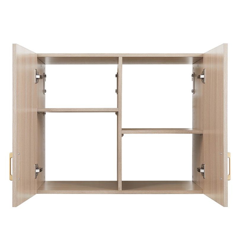 Close-up of the wooden cabinet lock, emphasizing security features in a stylish setting.